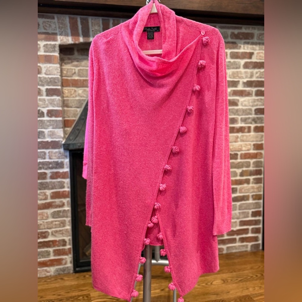 Pink Cashmere Buttoned Shawl